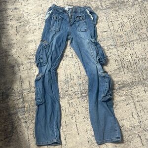 Denim cargo jeans